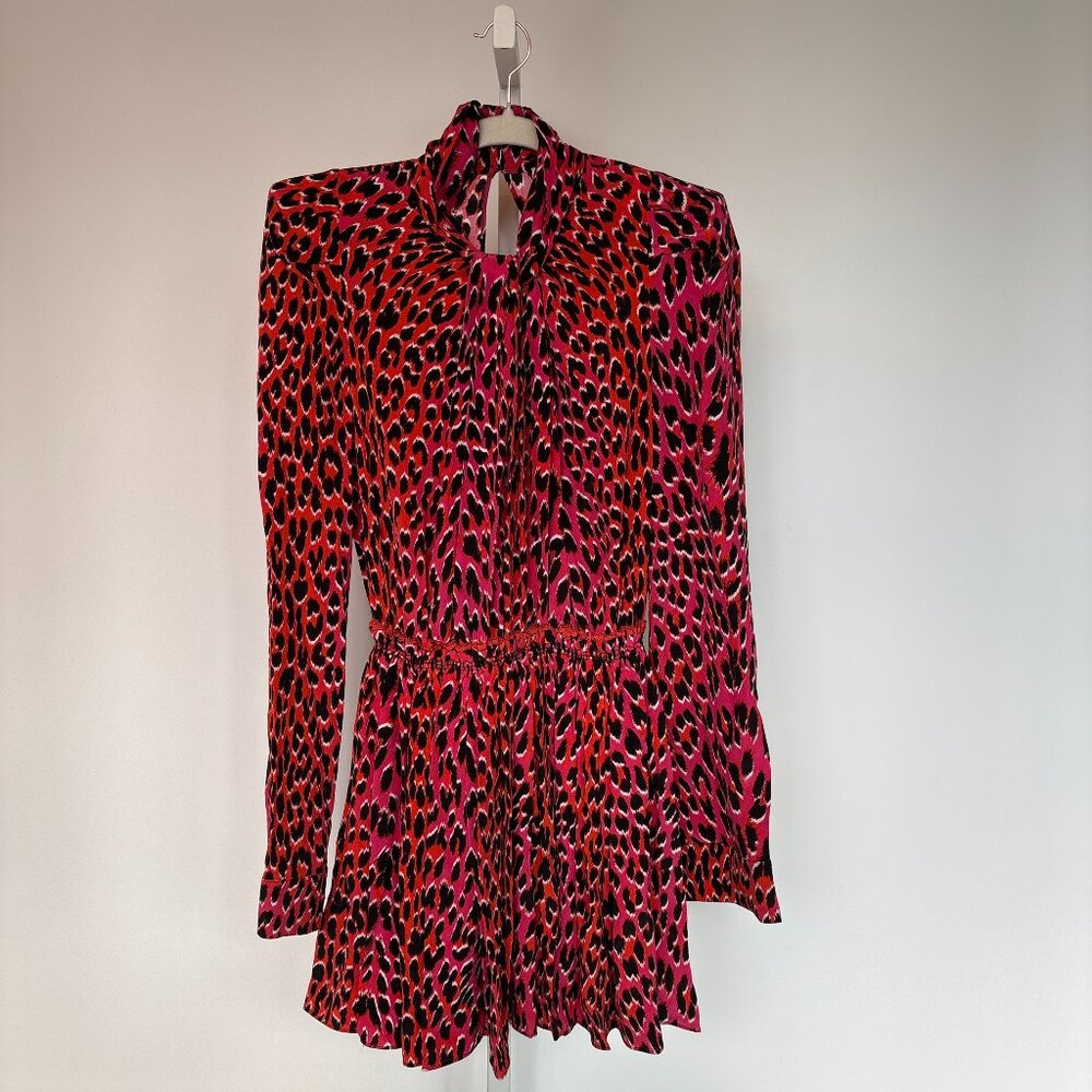 Zadig & Voltaire Ryde Pink & Orange Leopard Silk Dress Medium Size